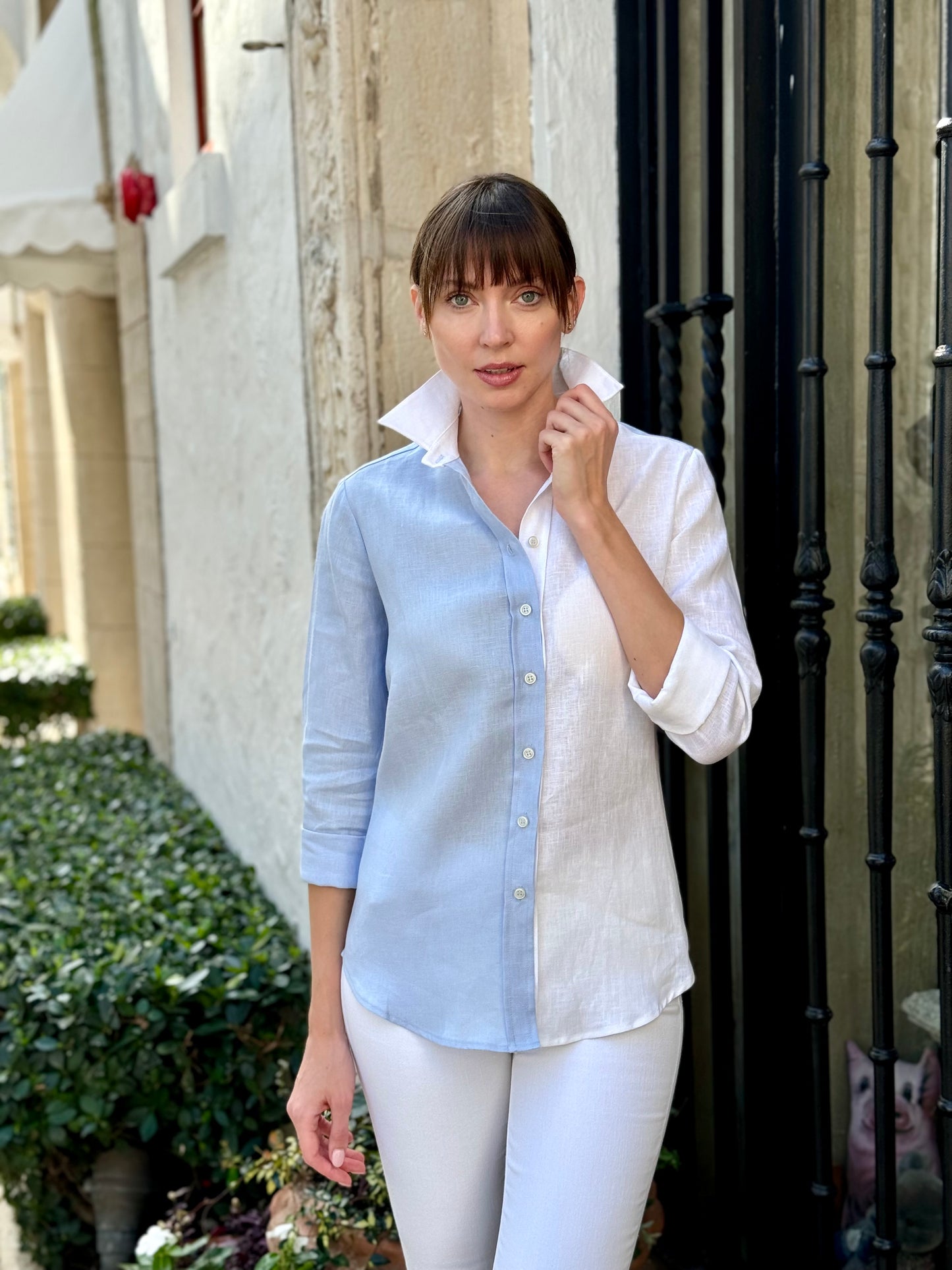 Blue/White Linen Shirt