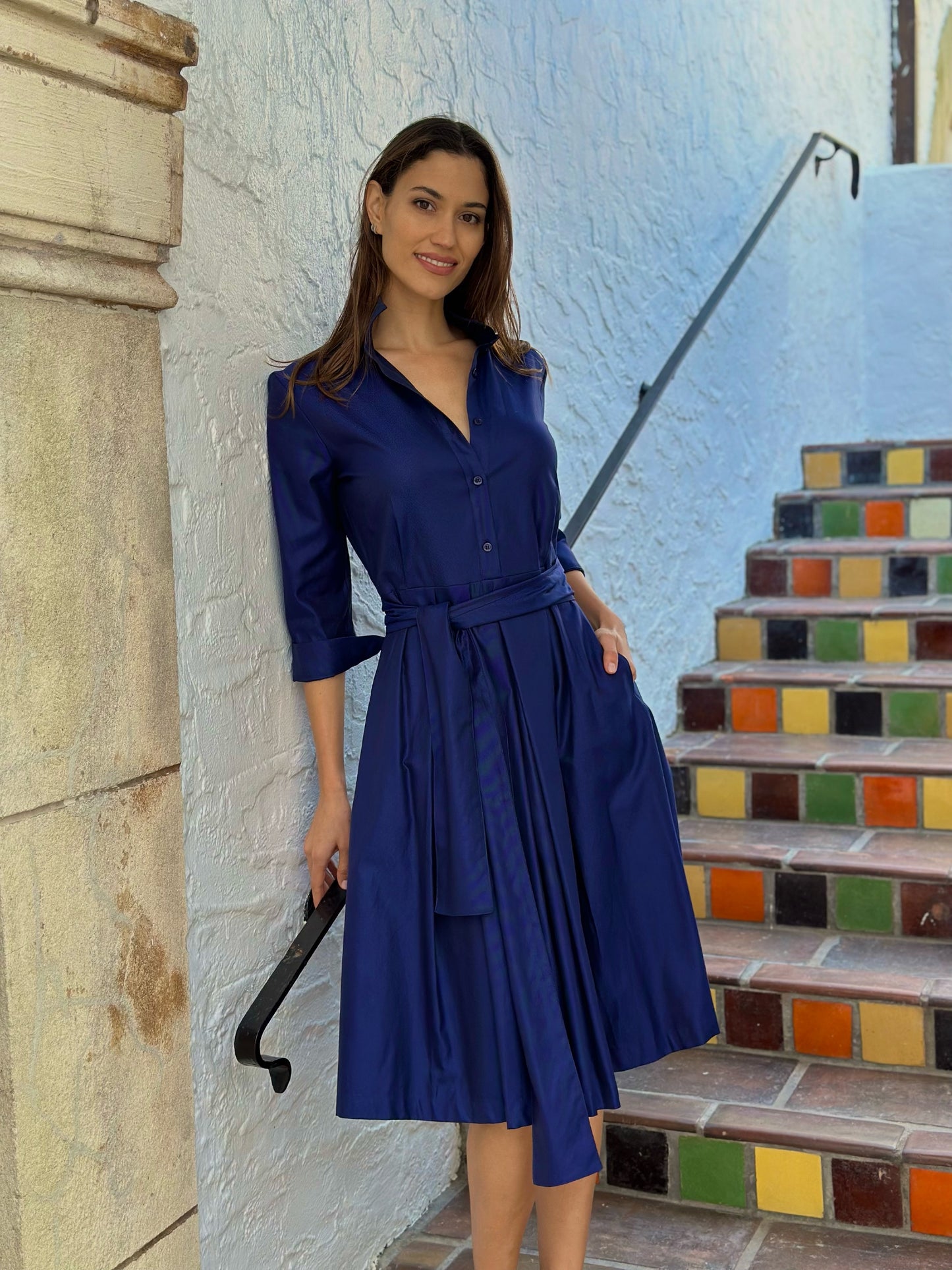 Navy Mid Length Shirt Dress Navy Mid Length Shirt Dress