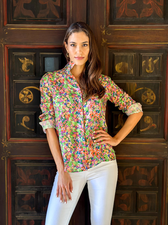 Colorful Print Cupro Blouse