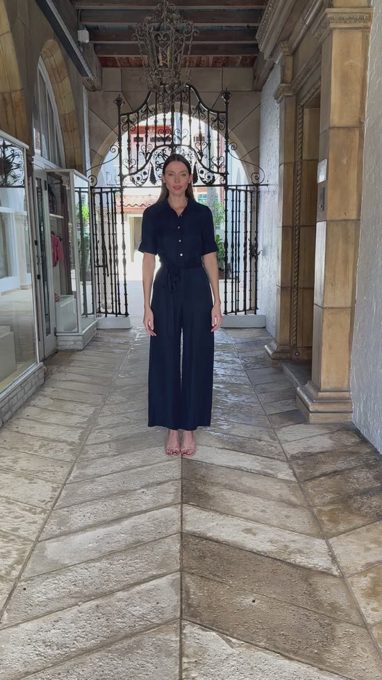 Load and play video in Gallery viewer, Navy Jumpsuit w/belt
