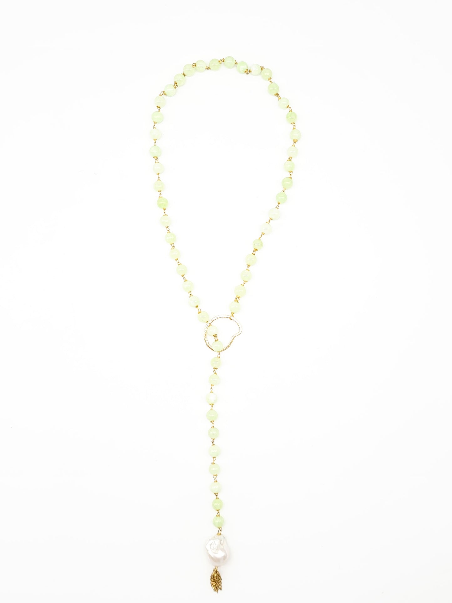 Colored Quartz Necklace w/ Baroque Pearl