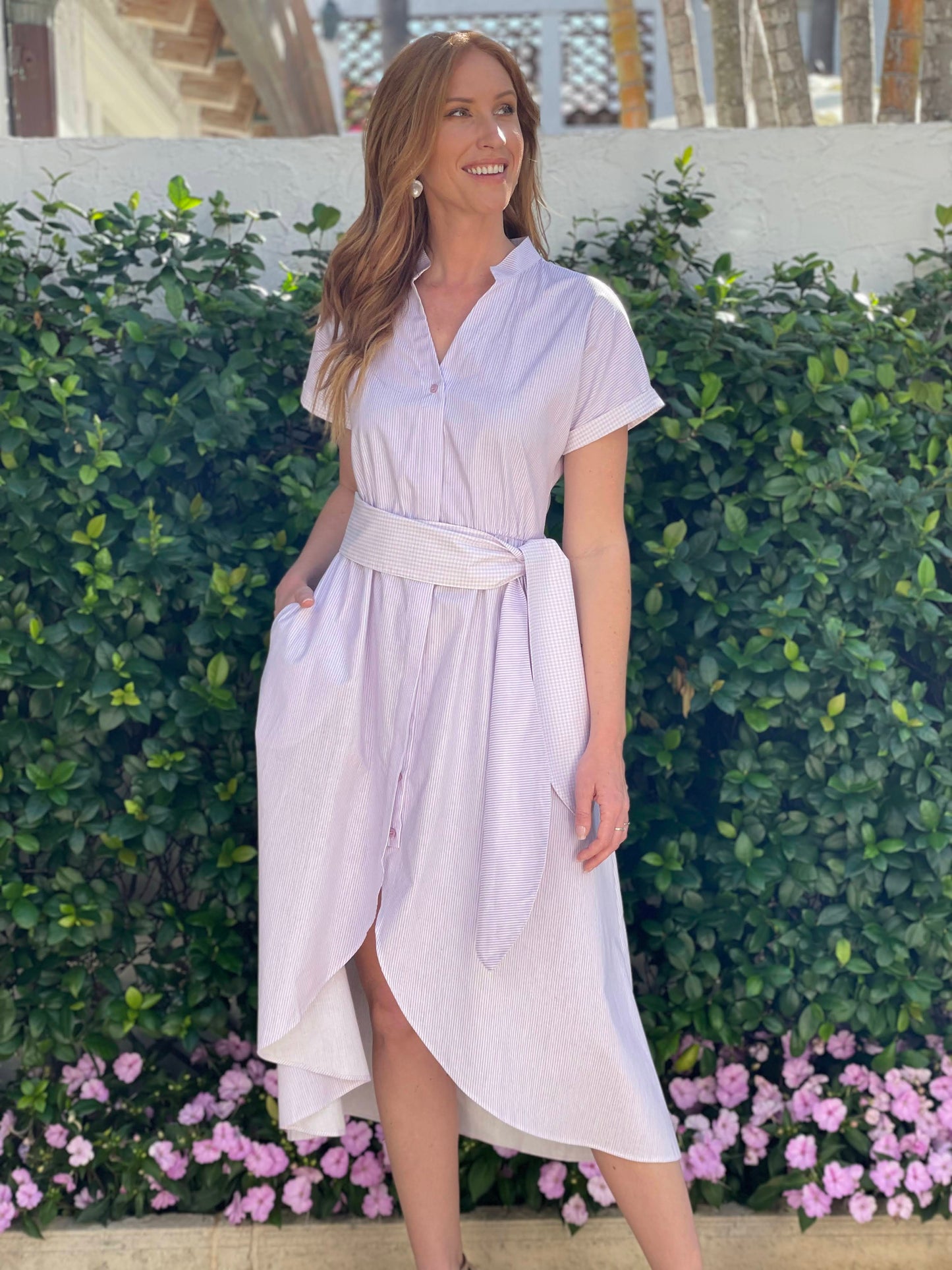 Lavender Stripe Hi-Low Dress