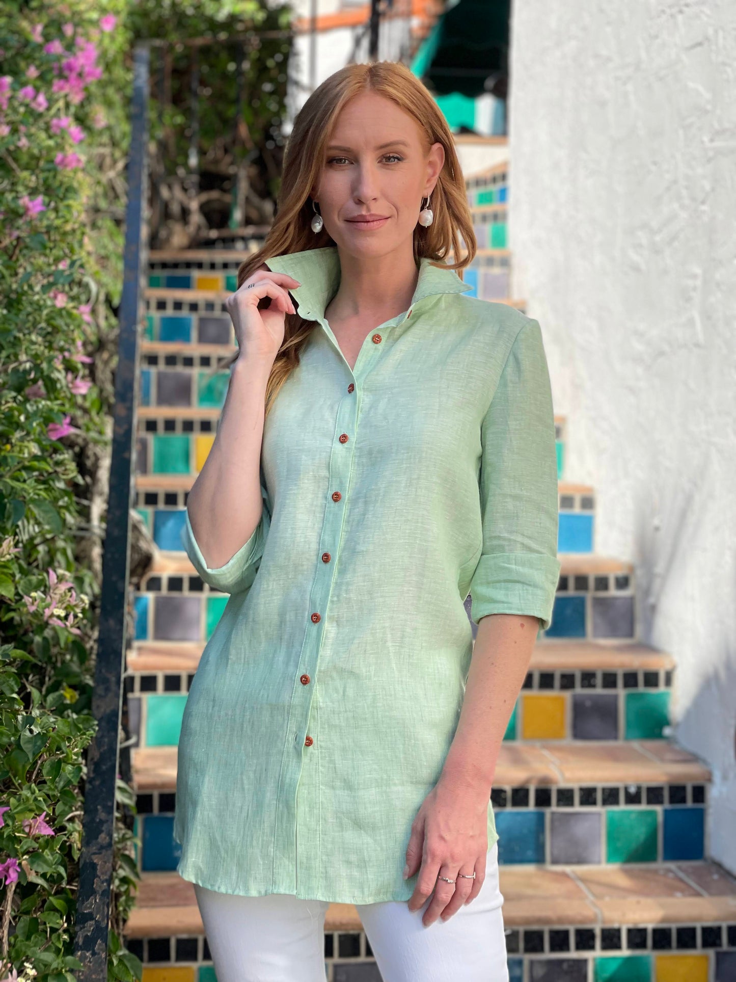 Apple Green Linen Tunic
