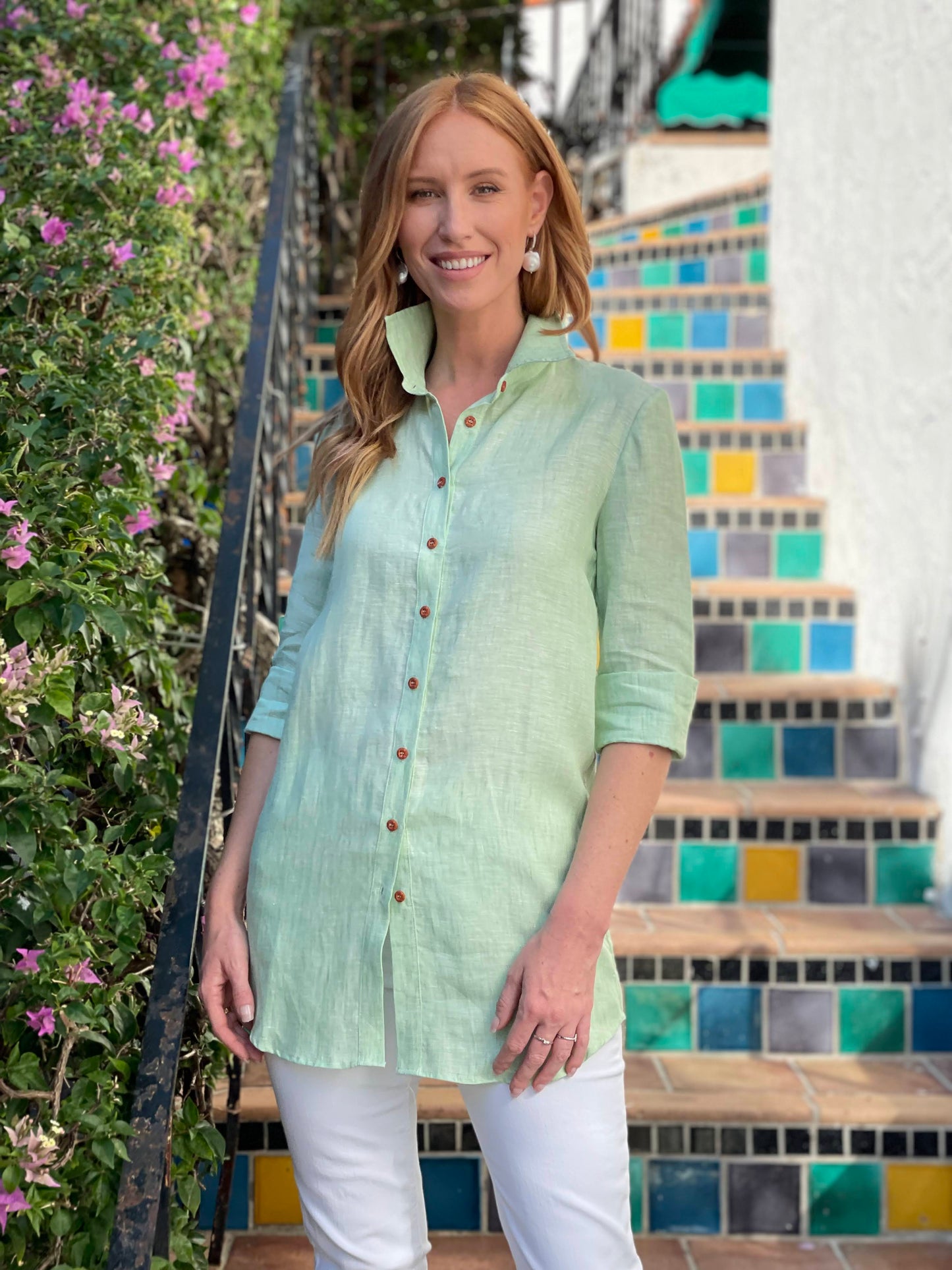 Apple Green Linen Tunic