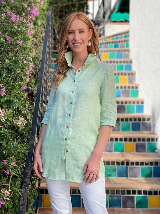 Load image into Gallery viewer, Apple Green Linen Tunic
