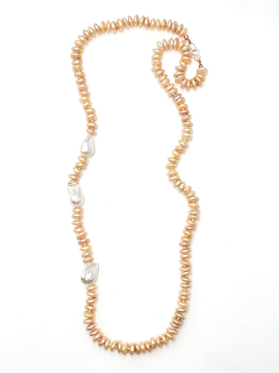 Champagne Pearl Necklace w/ Baroque Pearls