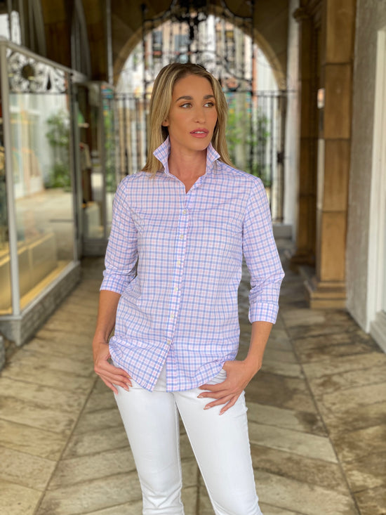 Pink/Blue Check Cotton/Linen Shirt